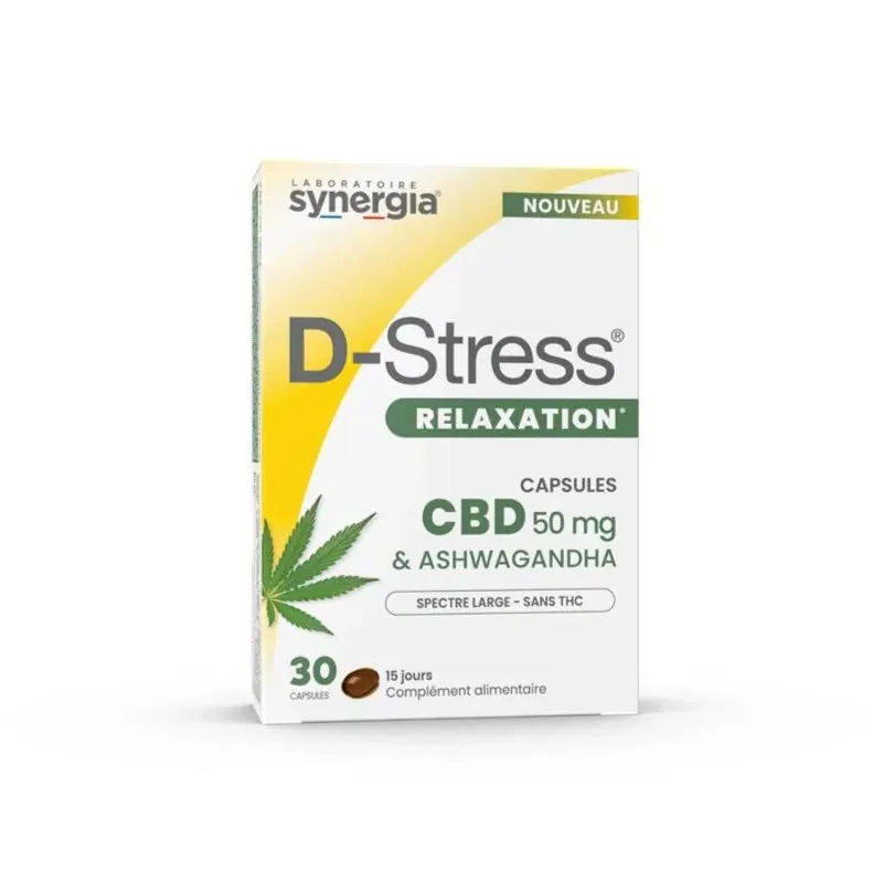 D-Stress Relaxation CBD 50mg & Ashwagandha 30 capsules - Univers Pharmacue