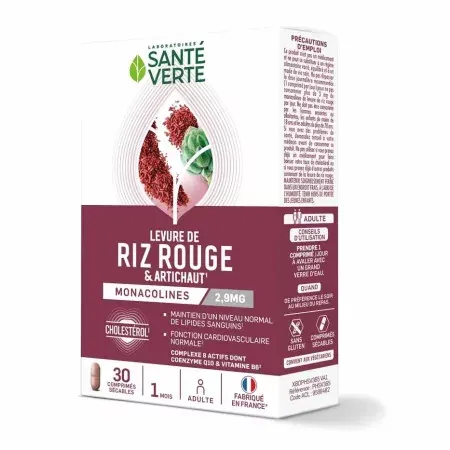 Santé Verte Levure de Riz Rouge & Artichaut 60 comprimés - Univers Pharmacie
