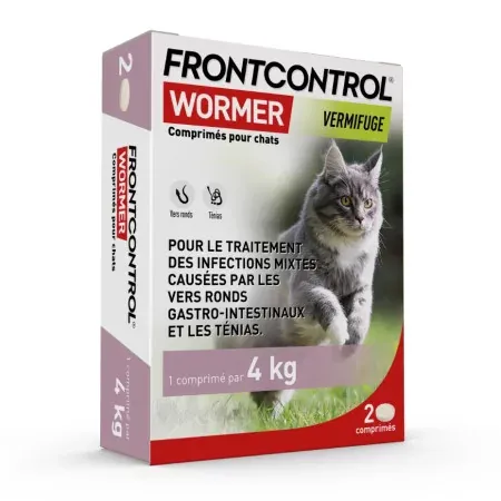 Front Control Wormer Vermifuge Chat 2 comprimés - Univers Pharmacie
