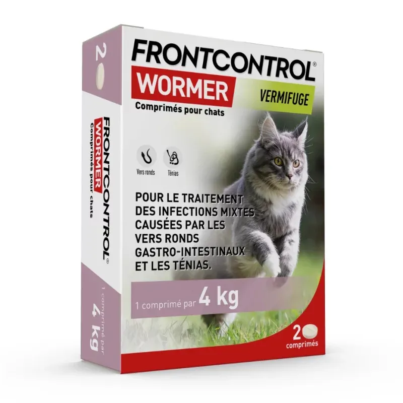 Front Control Wormer Vermifuge Chat 2 comprimés - Univers Pharmacie