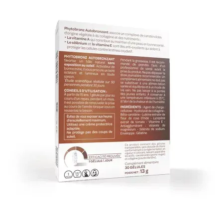 Arkopharma Phytobronz Autobronzant 30 gélules boite de dos