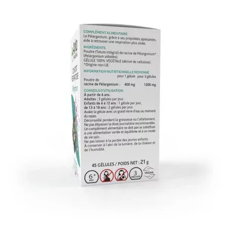 Arkopharma Arkogélules Pélargonium 45 gélules - côté 2
