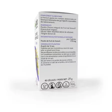 Arkopharma Arkogélules Fenouil 45 gélules - côté 1