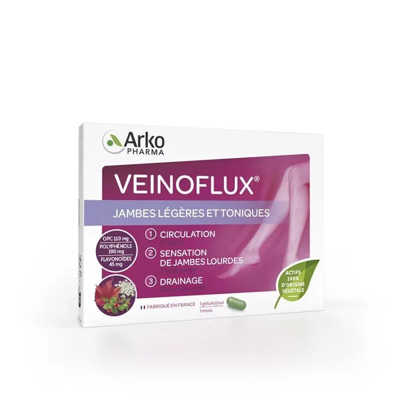 Arkopharma Veinoflux Jambes Légères 30 gélules - Univers Pharmacie