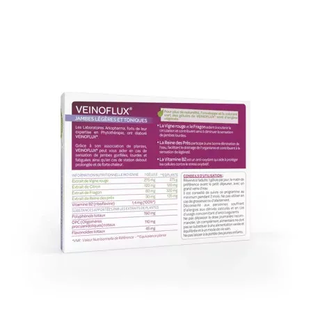 Arkopharma Veinoflux Jambes Légères 30 gélules - dos
