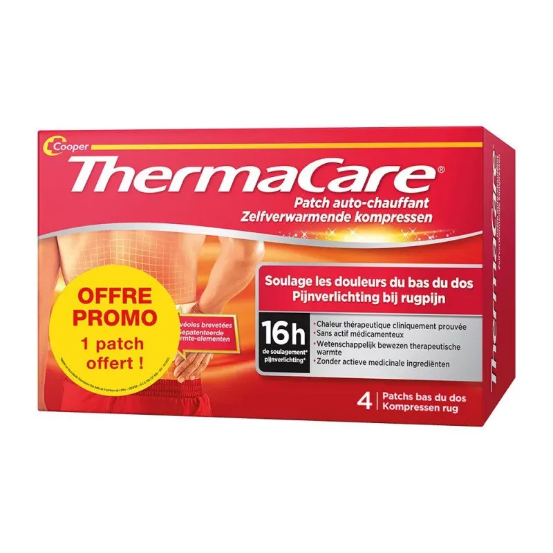 Thermacare Patch Bas du Dos 1 patch offert 4 patchs - Univers Pharmacie Thermacare Patch Bas du Dos 1 patch offert 4 patchs - Univers Pharmacie