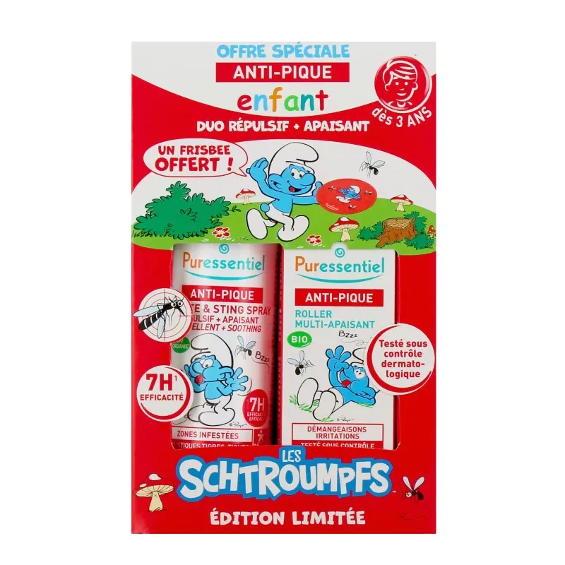 Puressentiel Anti-pique Les Schtroumpfs Edition Limité Enfant Duo Répulsif 75ml + Apaisant 5ml Puressentiel Anti-pique Les Schtroumpfs Edition Limité Enfant Duo Répulsif 75ml + Apaisant 5ml