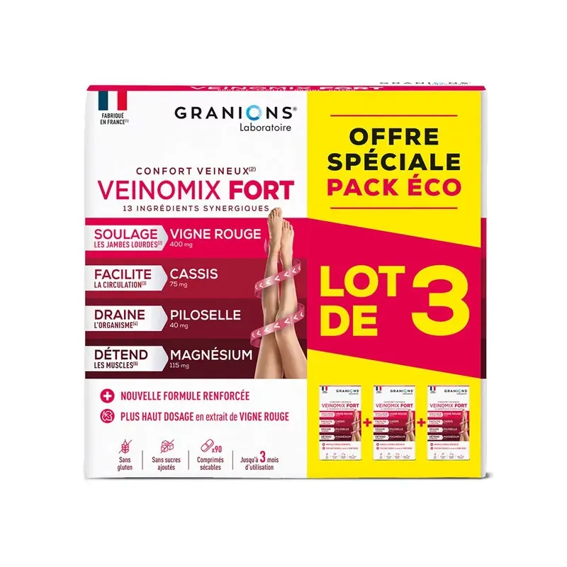 Granions Veinomix Fort 90 comprimés - Univers Pharmacie Granions Veinomix Fort 90 comprimés - Univers Pharmacie