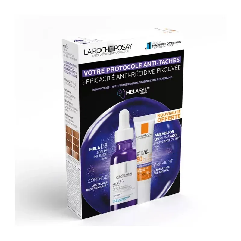 La Roche-Posay Coffret Anti-taches Melasyl Sérum Visage Intensif 30ml + Crème Anthelios SPF50 Offert 15ml