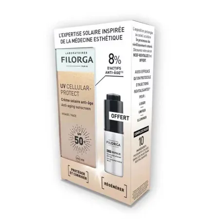 Filorga UV Cellular-Protect Crème Solaire Anti-Âge SPF50+ 40ml + Sérum Anti-Âge Offert 5ml - Univers Pharmacie