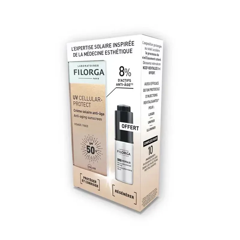 Filorga UV Cellular-Protect Crème Solaire Anti-Âge SPF50+ 40ml + Sérum Anti-Âge Offert 5ml - Univers Pharmacie