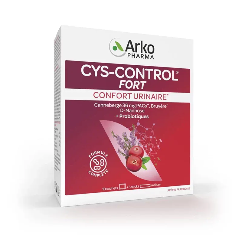 Arkopharma Cys-Control Fort Confort Urinaire 10 sachets + 5 sticks - Univers Pharmacie