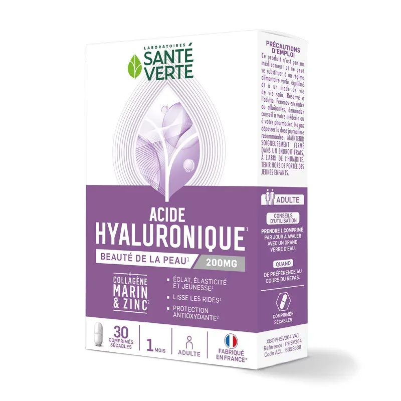 Santé Verte Acide Hyaluronique 200mg 30 comprimés Santé Verte Acide Hyaluronique 200mg 30 comprimés