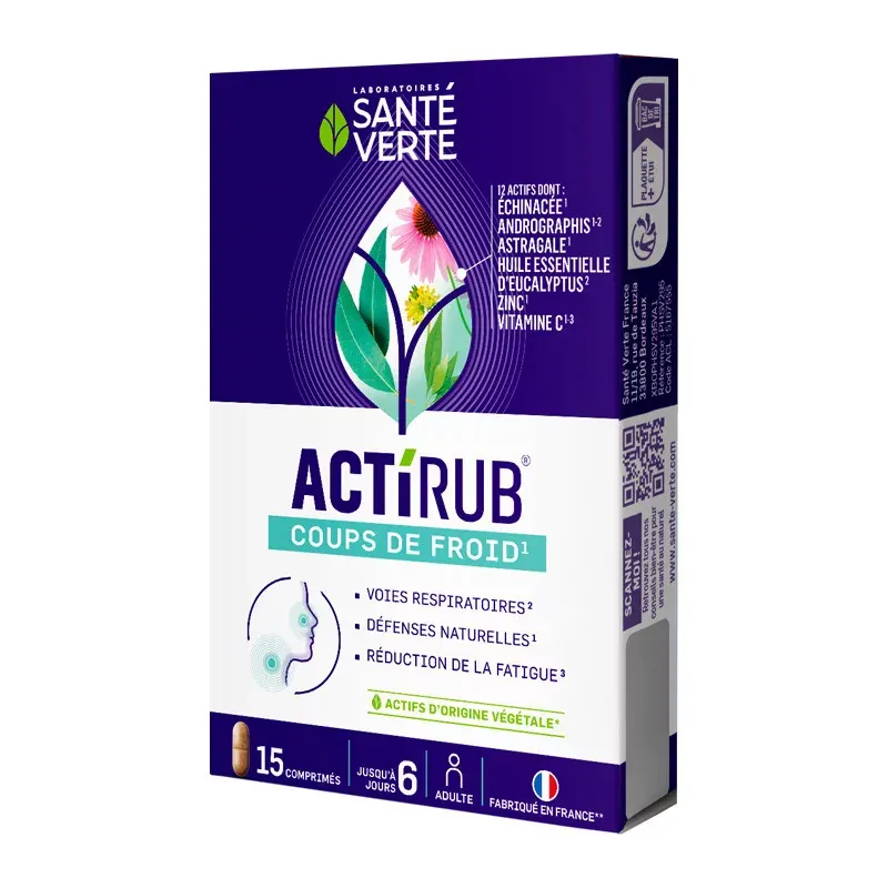 Santé Verte ActiRub Coups de Froid 15 comprimés - Univers Pharmacie Santé Verte ActiRub Coups de Froid 15 comprimés - Univers Pharmacie