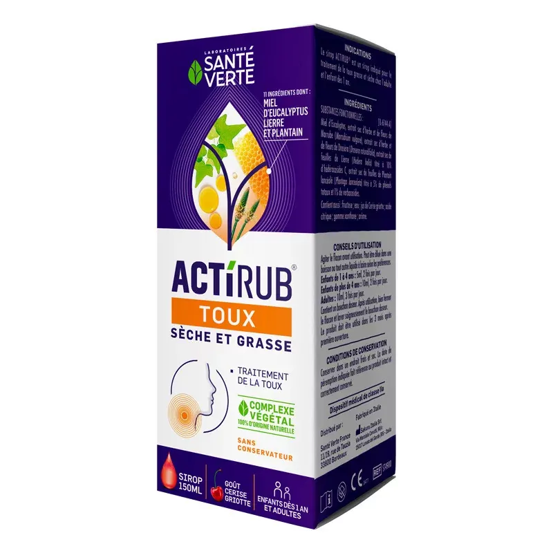 Actirub Toux Sèche et Grasse Enfants et Adultes 150ml - Univers Pharmacie Actirub Toux Sèche et Grasse Enfants et Adultes 150ml - Univers Pharmacie