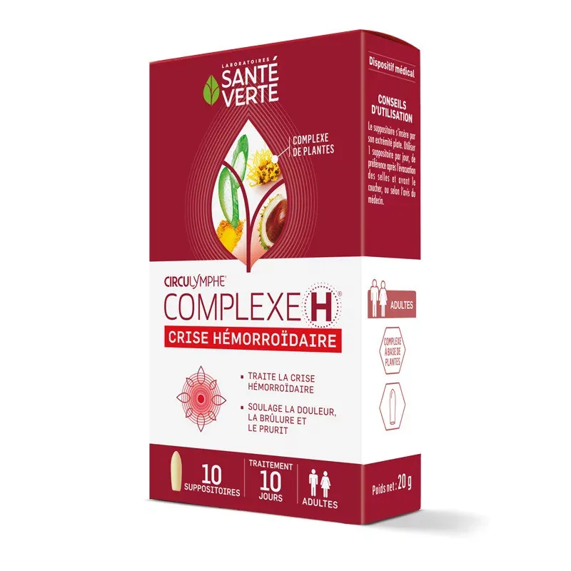 Santé Verte Circulymphe Complexe H 10 suppositoires - Univers Pharmacie Santé Verte Circulymphe Complexe H 10 suppositoires - Univers Pharmacie