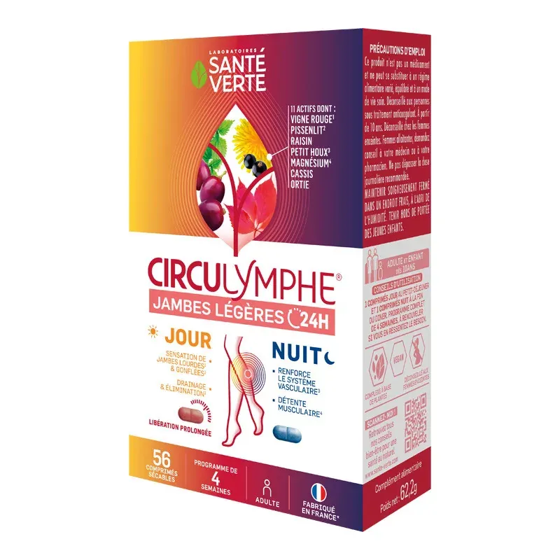 Circulymphe Jambes Légère 24H Jour&Nuit 56 comprimés - Univers Pharmacie