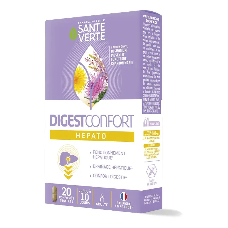 Santé Verte Digest Confort Hepato 20 comprimés - Univers Pharmacie Santé Verte Digest Confort Hepato 20 comprimés - Univers Pharmacie