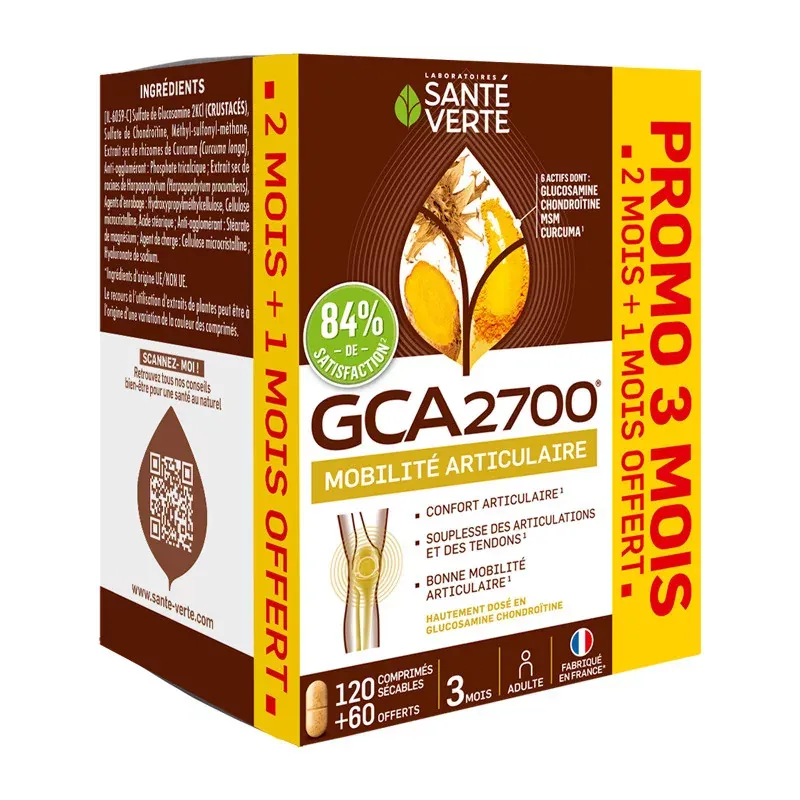 Santé Verte GCA 2700 Mobilité Articulaire120+60 comprimés Santé Verte GCA 2700 Mobilité Articulaire120+60 comprimés