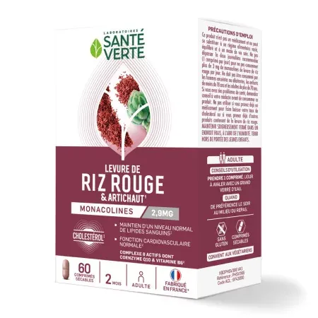 Santé Verte Levure de Riz Rouge & Artichaut 60...
