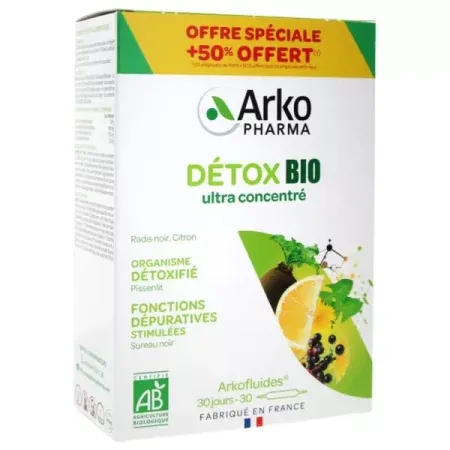 Arkopharma Arkofluides Détox Bio 20 + 10 ampoules - Univers Pharmacie