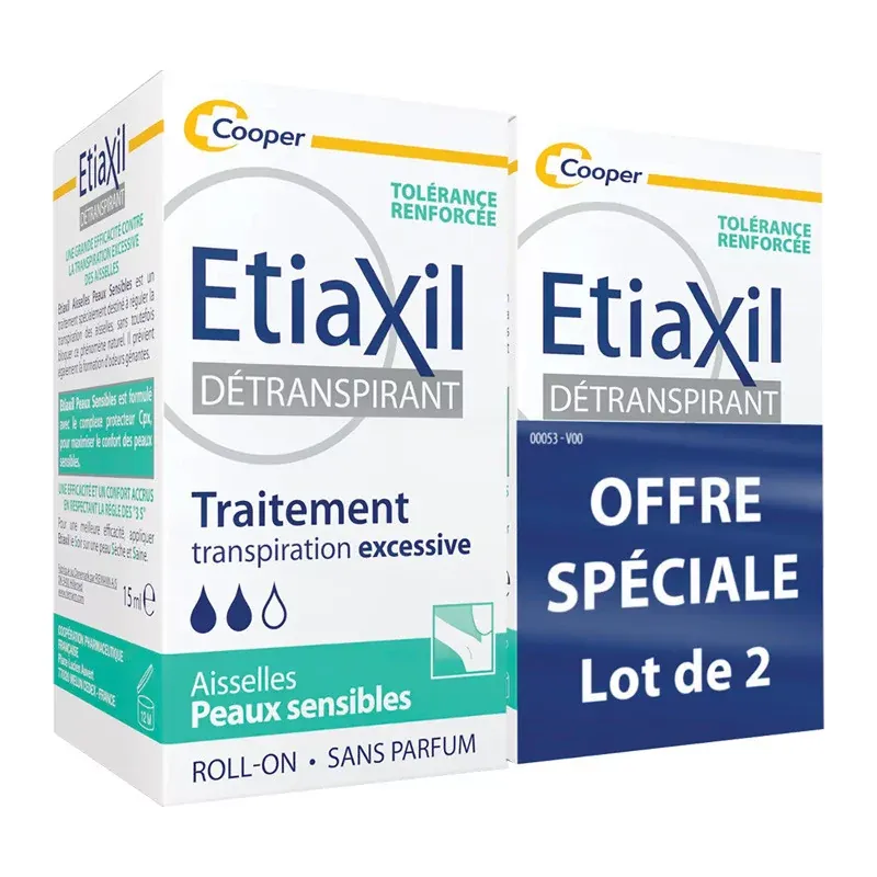 Etiaxil Détranspirant Aisselles Peaux Sensibles 2X15ml - Univers Pharmacie