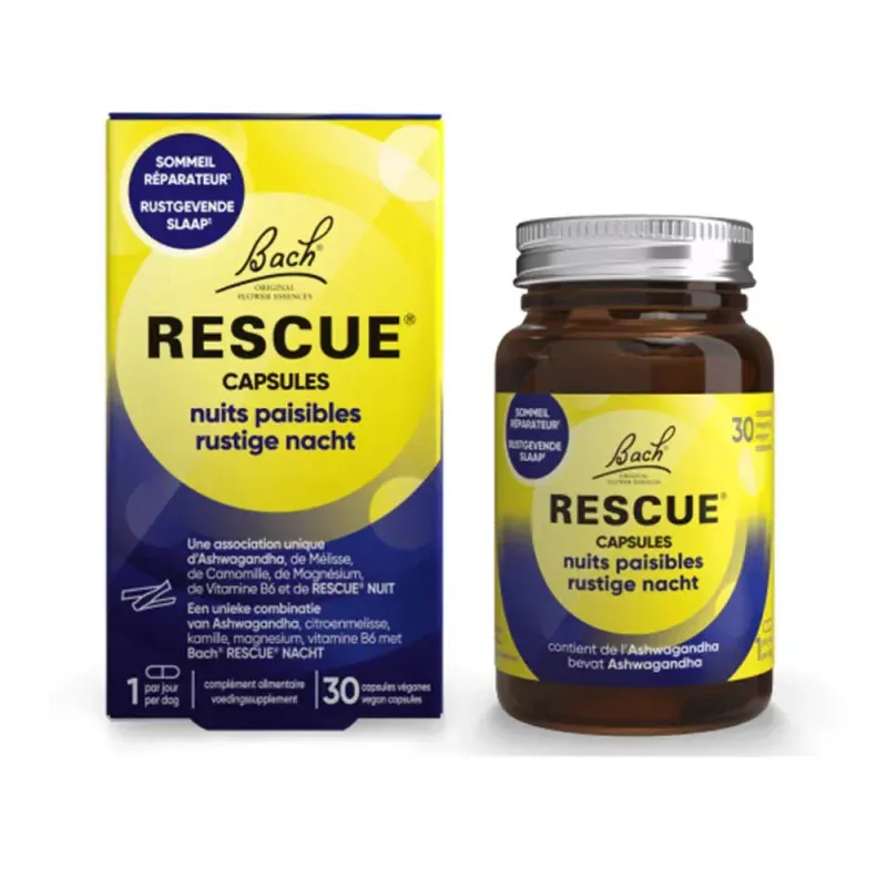 Bach Rescue Nuits Paisibles 30 capsules - Univers Pharmacie Bach Rescue Nuits Paisibles 30 capsules - Univers Pharmacie