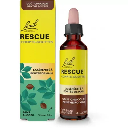 Bach Rescue Compte-gouttes Goût Choco Menthe 20ml - Univers Pharmacie