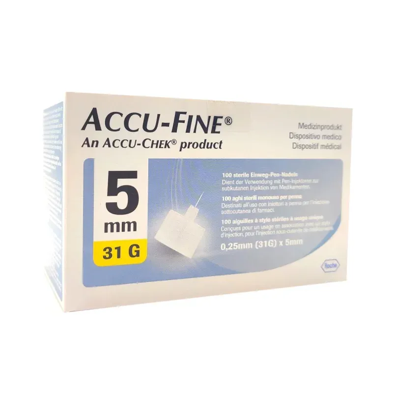 Accu-fine Aiguille Stylo Insuline 31G 5mm X100 - Univers Pharmacie