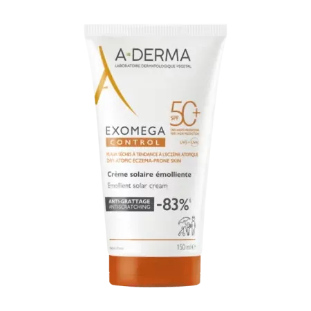 A-Derma Exomega Control Crème Solaire Emolliente SPF50+ 150ml - Univers Pharmacie