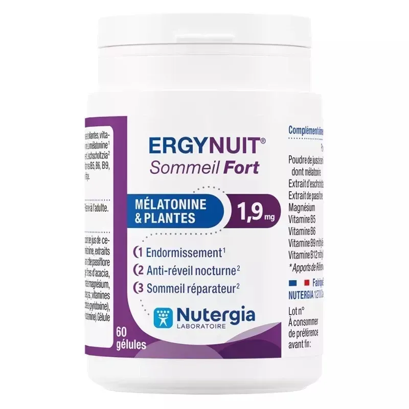 Ergynuit Sommeil Fort Mélatonine & Plantes 1,9mg 60 gélules - Univers Pharmacie