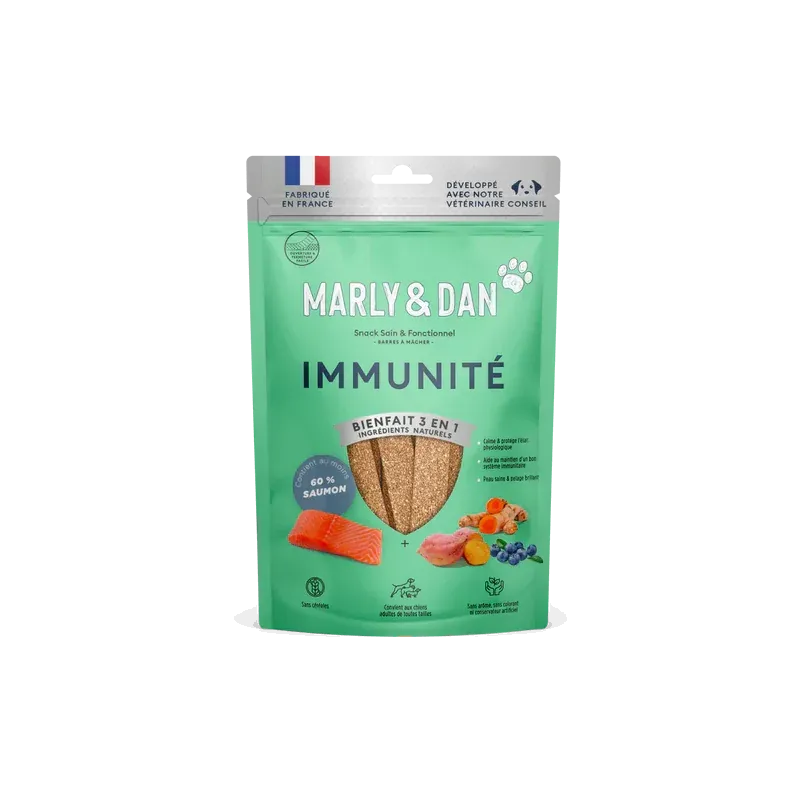 Marly & Dan Immunité Chien Barre à Macher 80g - Univers Pharmacie Marly & Dan Immunité Chien Barre à Macher 80g - Univers Pharmacie