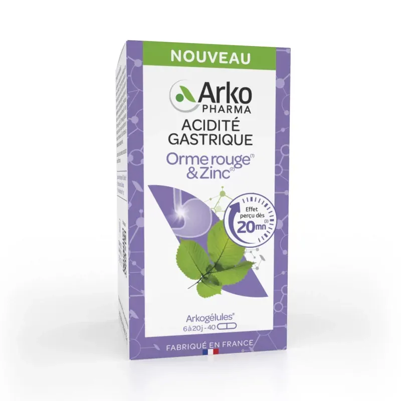 Arkopharma Acidité Gastrique Orme Rouge & Zinc 40 gélules - Univers Pharmacie