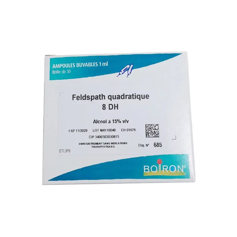 Boiron Feldspath Quadratique 8DH 30 ampoules - Univers Pharmacie Boiron Feldspath Quadratique 8DH 30 ampoules - Univers Pharmacie
