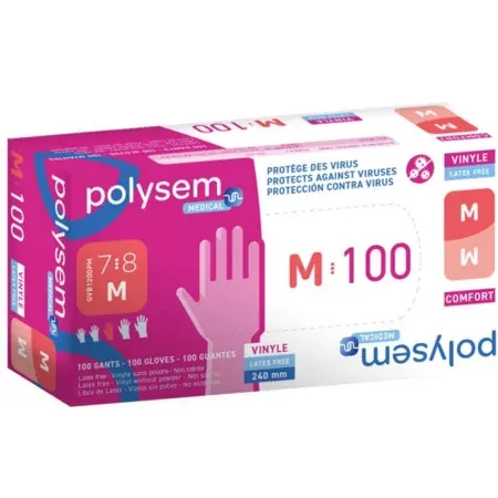 Polysem Gants Vinyle Taille M 7-8 X100 - Univers Pharmacie