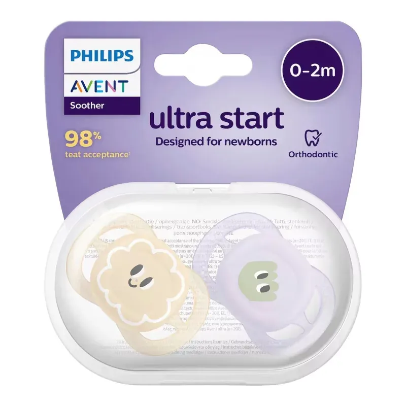 Philips Avent Ultra Start Sucette 0-2m Deco X2 - Univers Pharmacie
