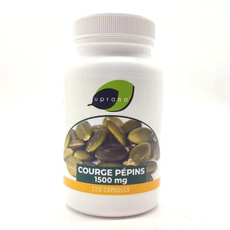 Uprana Courges Pépins 1500mg 120 capsules - Univers Pharmacie Uprana Courges Pépins 1500mg 120 capsules - Univers Pharmacie