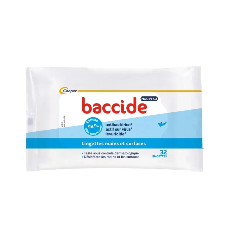 Baccide Lingettes Mains et Surfaces 32 lingettes - Univers Pharmacie