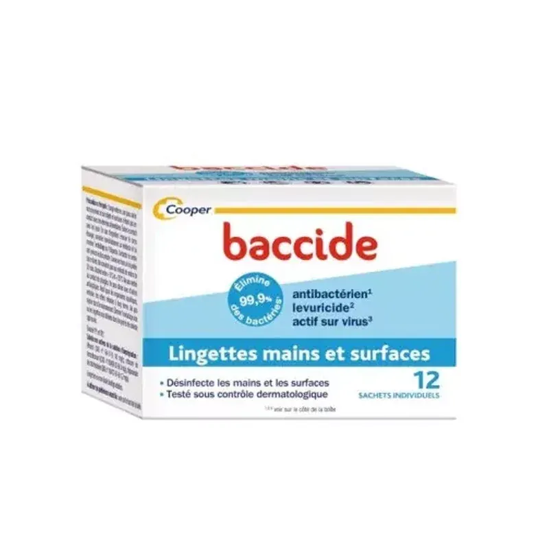 Baccide Lingettes Mains et Surfaces 12 sachets - Univers Pharmacie