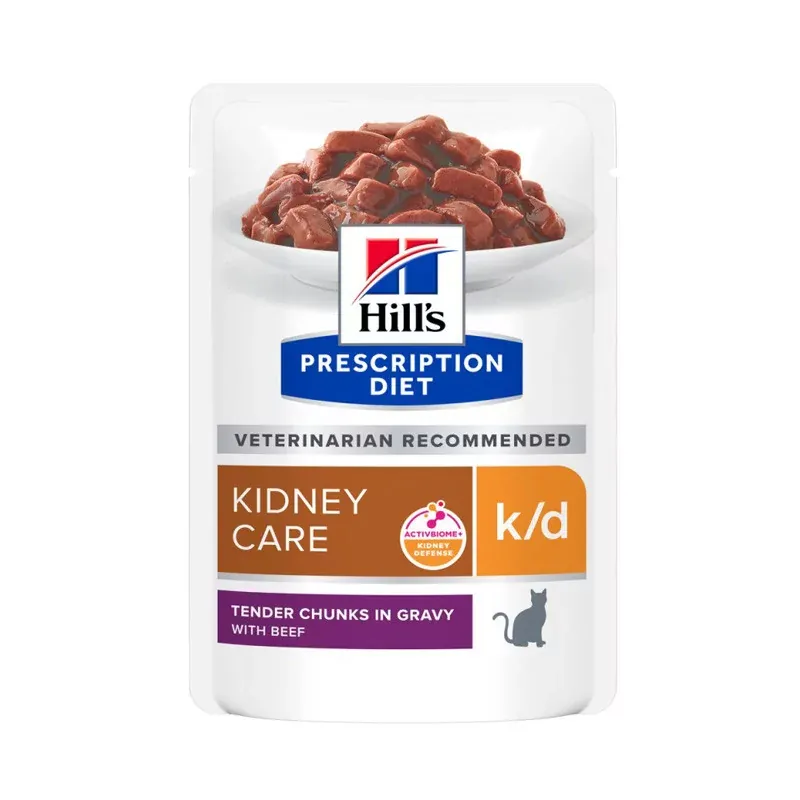 Hill's Prescription Diet K/D Santé Rénale Chat Adulte Bœuf Gravy 12 X85gr