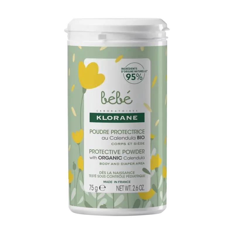 Klorane Bébé Poudre Protectrice au Calendula Bio 75g - Univers Pharmacie Klorane Bébé Poudre Protectrice au Calendula Bio 75g - Univers Pharmacie