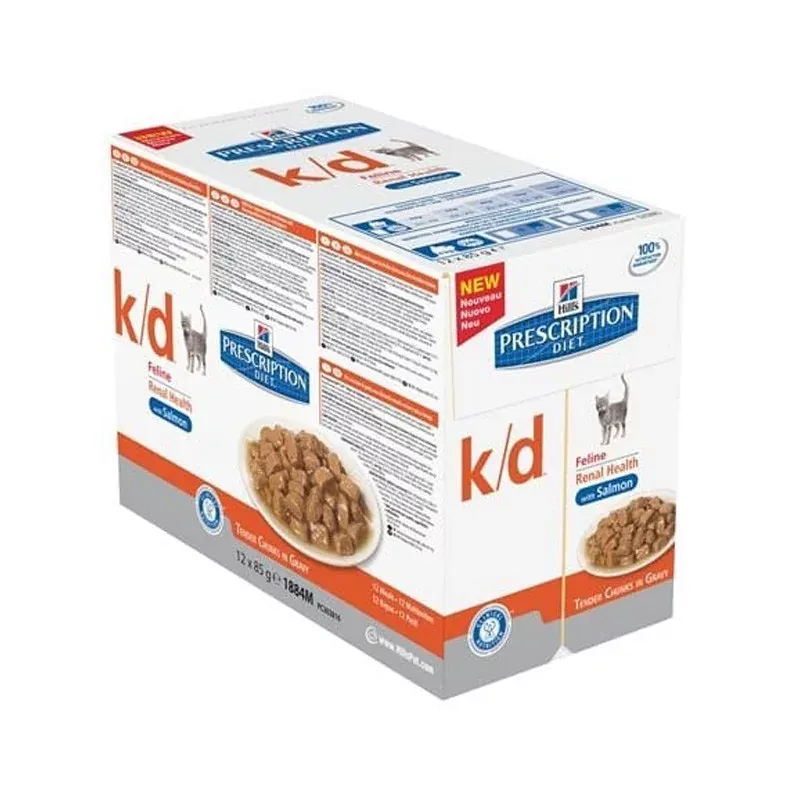 Hill's Prescription Diet K/D Santé Rénale Chat Adulte Poulet Gravy 12 X85gr