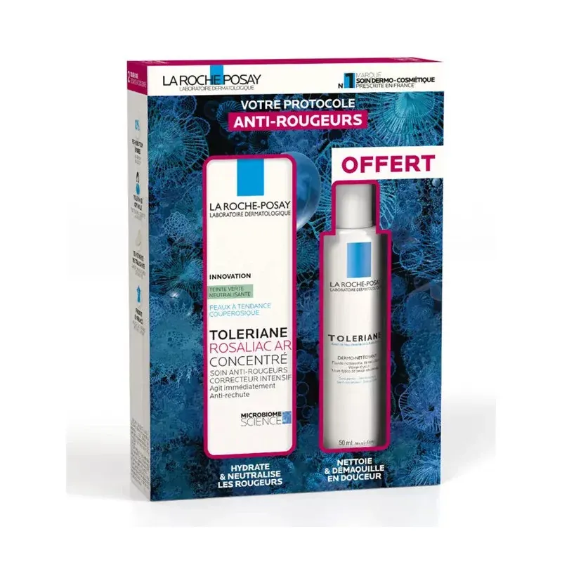 La Roche-Posay Coffret Toleriane Rosaliac AC Concentré 40ml + Toleriane Dermo-Nettoyant 50ml offert - Univers Pharmacie