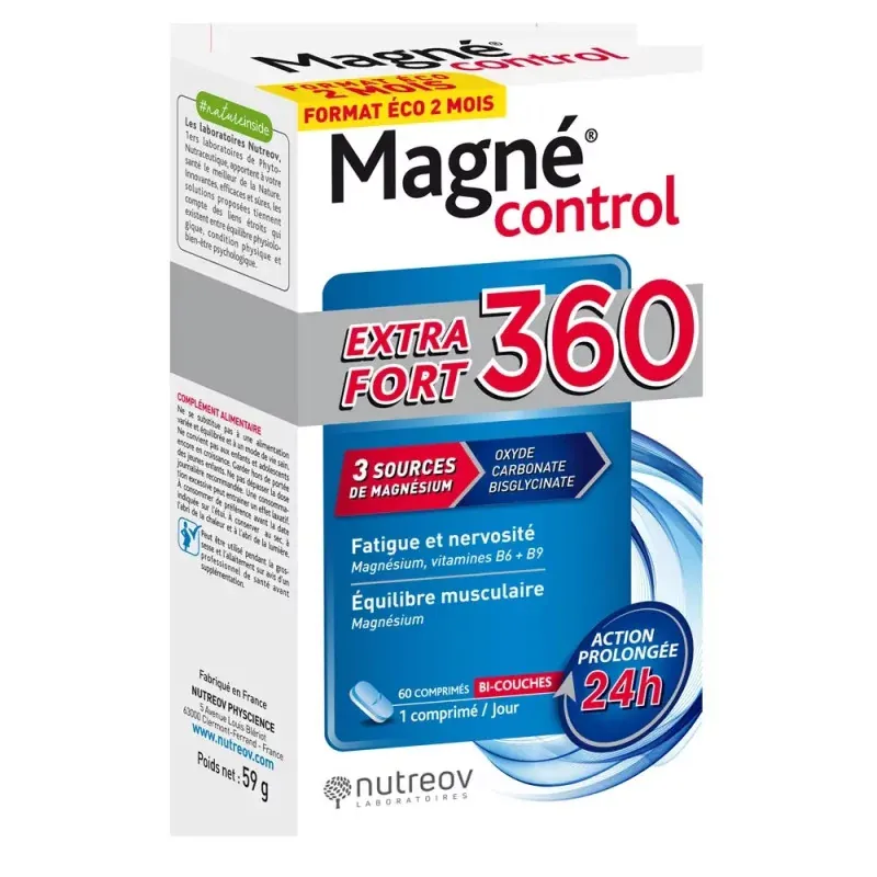 Magné Control Extra Fort 360 60 comprimés bi-couches - Univers Pharmacie Magné Control Extra Fort 360 60 comprimés bi-couches - Univers Pharmacie