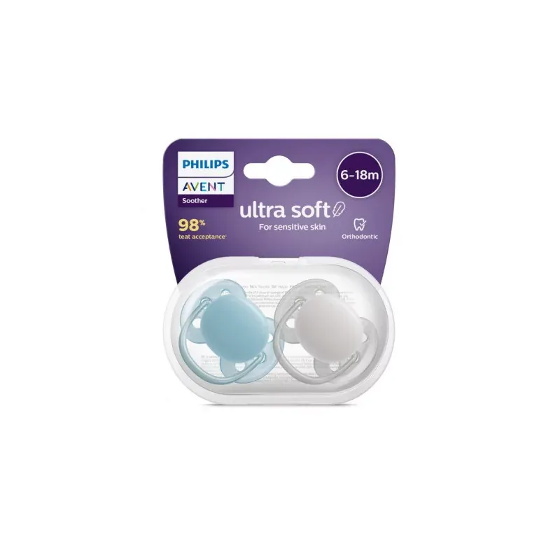 Philips Avent Ultra Soft Sucette 6-18m Neutre X2 - Univers Pharmacie