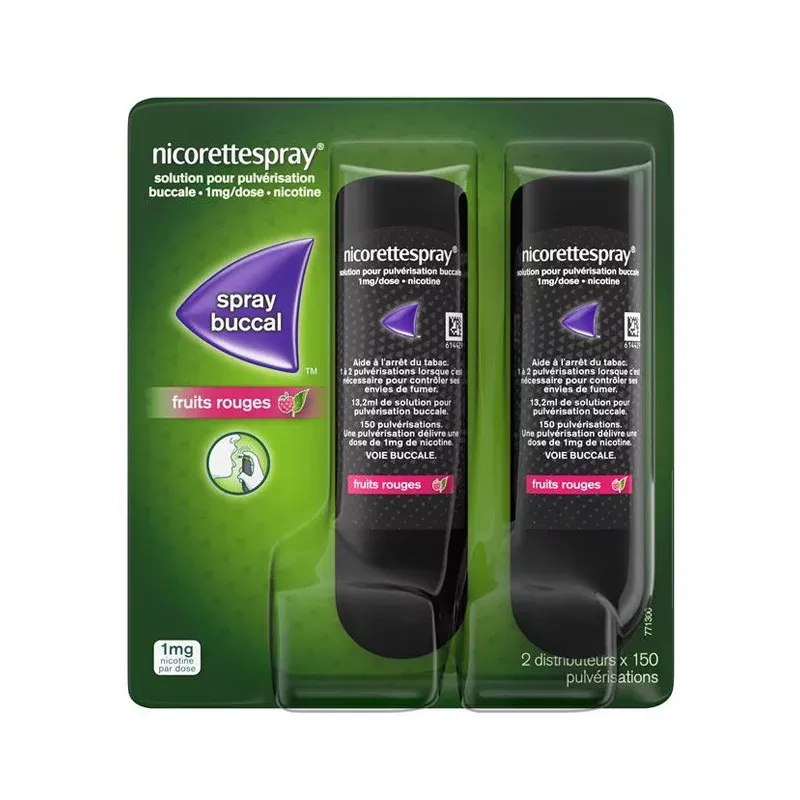 Nicorettespray Fruits Rouges 1 mg/dose 2 flacons - Univers Pharmacie Nicorettespray Fruits Rouges 1 mg/dose 2 flacons - Univers Pharmacie