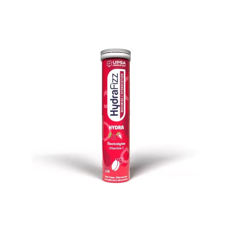 UPSA HydraFizz Hydra Fraise 16 comprimés effervescents - Univers Pharmacie