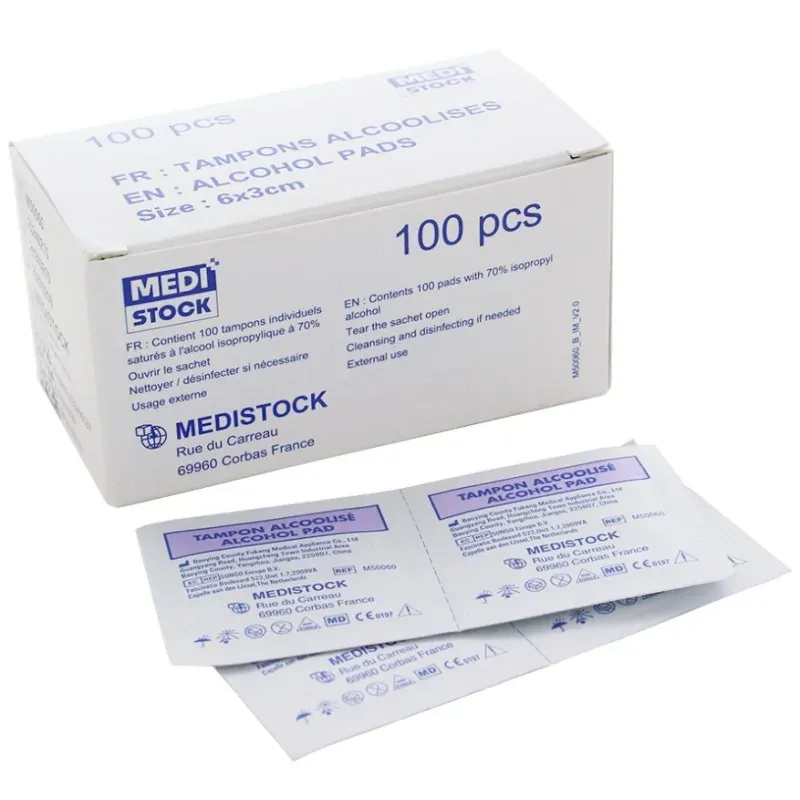 Medi Stock Tampons Alcoolisés 6X3cm X100 - Univers Pharmacie