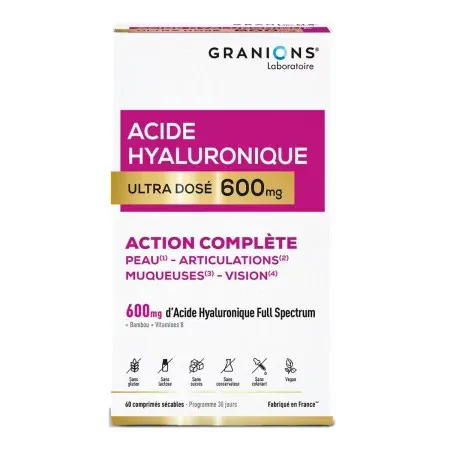 Granions Acide Hyaluronique Ultra Dosé 600mg 60 comprimés - Univers Pharmacie