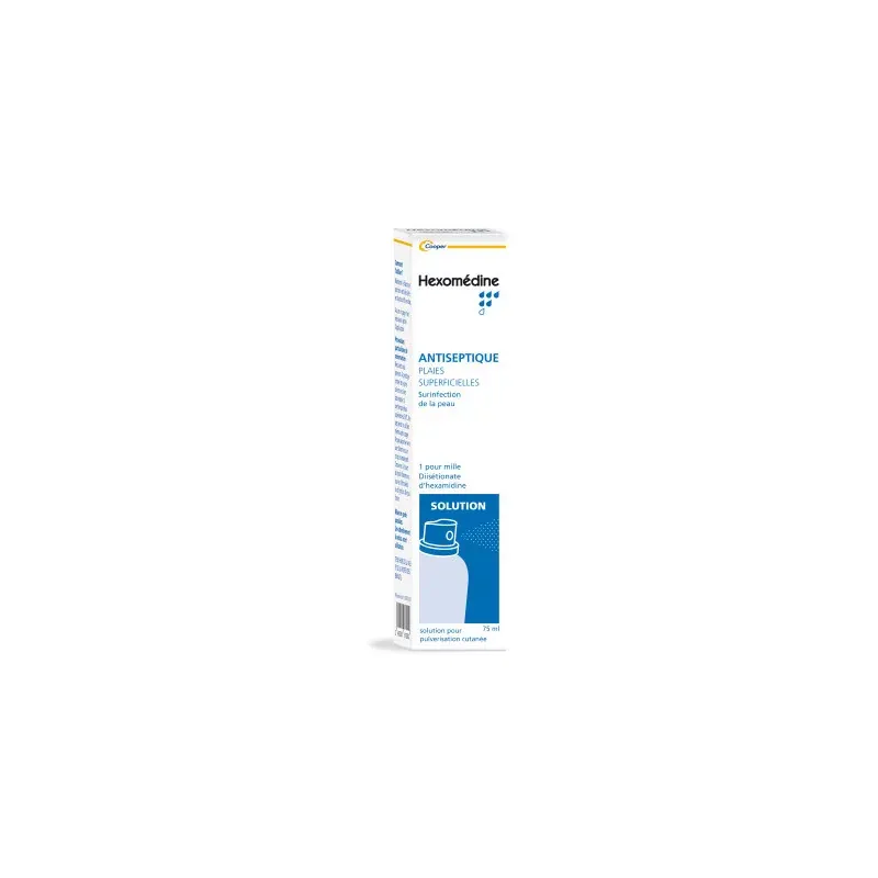 Cooper Hexomedine Spray Antiseptique 1 pour mille 75ml - Univers Pharmacie Cooper Hexomedine Spray Antiseptique 1 pour mille 75ml - Univers Pharmacie